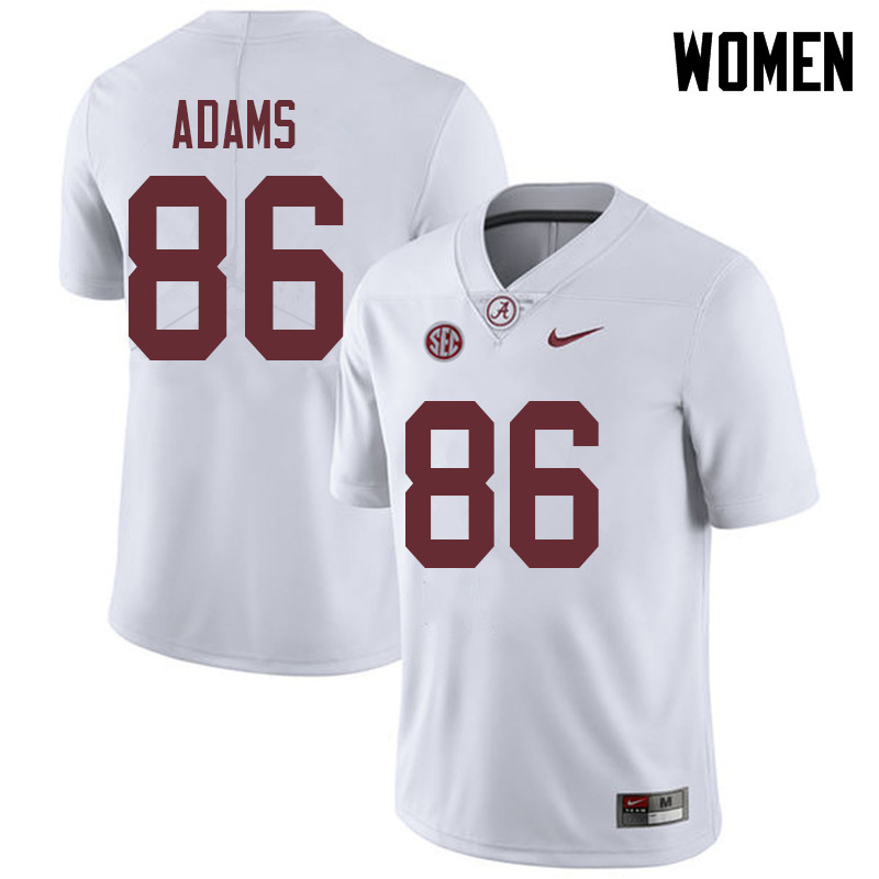 Women #86 Connor Adams Alabama Crimson Tide College Football Jerseys Sale-White